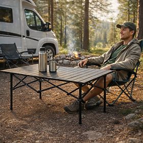 Folding Camping Table 95x55 cm with Bag Black MultiGarden, MultiGarden