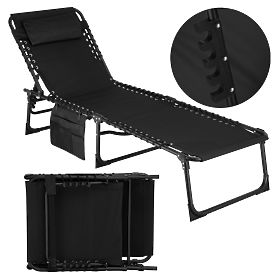 Folding Garden Lounger Adjustable FENIKS Black