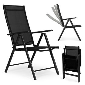Folding Steel Garden Chair with Adjustable Backrest Black MultiGarden, MultiGarden