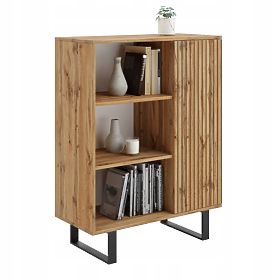 Fondi Cabinet Shelf Golden Craft Oak - Black, Slat Decor