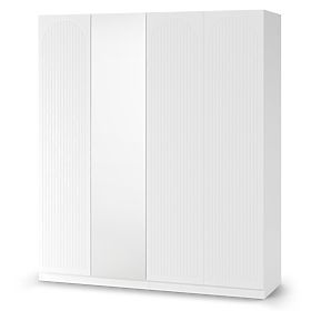 Four-Door Wardrobe Neroli, Grooves in Arch/Mirror, White, lectus