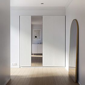 Four-Door Wardrobe Neroli, Grooves in Arch/Mirror, White, lectus