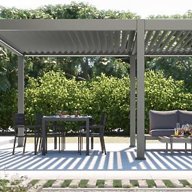 Freestanding Garden Pergola Lumera, Aluminum, 4x6 m, Bioclimatic, LED Lighting, Electric