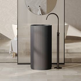 Freestanding Washbasin Ciriola, Composite, 45x90 cm, Dark Gray, Grooved