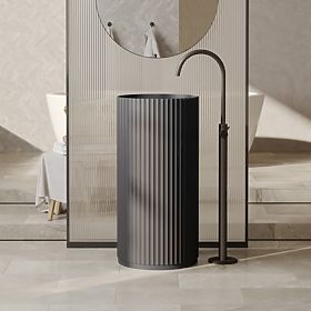 Freestanding Washbasin Ciriola, Composite, 45x90 cm, Dark Gray, Grooved