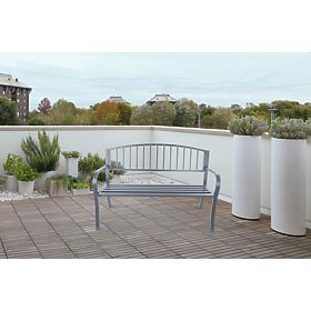 Garden Bench with Backrest for Terrace Balcony Metal Frame Graphite, LONGWELL INDUSTRIAL LTD