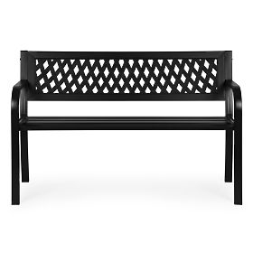 Garden Bench with Lattice Backrest 120x50 cm Metal Park Black MultiGarden, MultiGarden