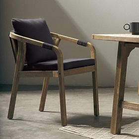 Garden Chair Castello with Weaving, Acacia Wood FSC, Teak Look, Dark Gray