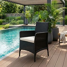 Garden Chair with Cushion Balcony Terrace Garden Black MultiGarden, MultiGarden