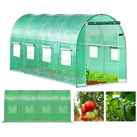 Garden Foil Tunnel Greenhouse 4x2x2 m 8 m² Metal Frame UV Film 2 Entrances