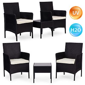 Garden Furniture Set 2 Chairs + Table Tempered Glass Black MultiGarden, MultiGarden