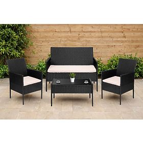 Garden Furniture Set 4-in-1 MAGNOLIA Black with Beige Cushions