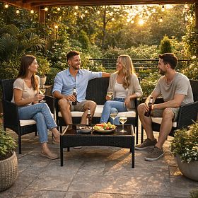 Garden Furniture Set from Technorattan Bench Table Chairs Black MultiGarden, MultiGarden