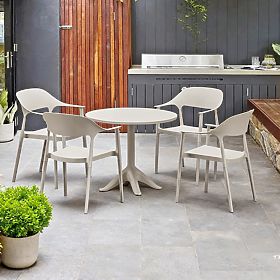 Garden Furniture Set (Round Table + 4 Chairs) VITA Beige