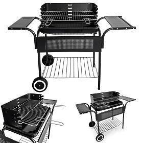 Garden Grill with Metal Shelves, Adjustable Grate, and Wheels, MultiGarden