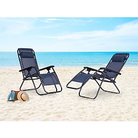 Garden Lounger Chair with Adjustable Backrest ZERO GRAVITY ModernHome - Blue, MultiGarden