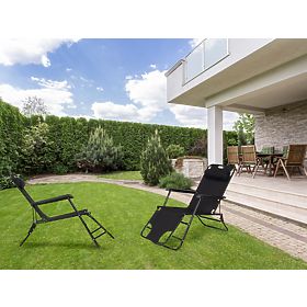 Garden Lounger with Headrest Foldable Design Black