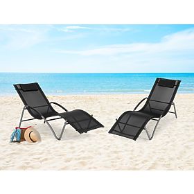 Garden Lounger with Headrest Steel Frame Black MultiGarden, MultiGarden
