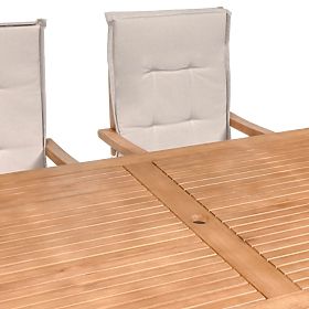 Garden Set Familis Table 160 cm + 6 Chairs with Adjustable Backrests and Light Grey Cushions