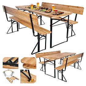 Garden Set Steel-Wood PORTER 170 cm Table + 2 Benches