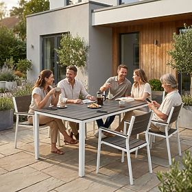 Garden Table for 6 People 156x78 cm Polywood Terrace Furniture Gray White MultiGarden, MultiGarden