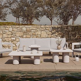 Garden Table Vibonis 100 cm, Square, Cement, Light Beige