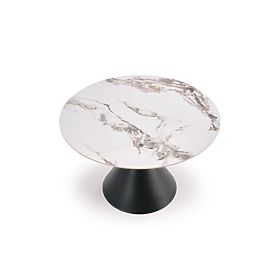 GARET Round Table, White Marble / Black (2p=1pc), Halmar