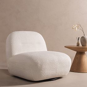 Giorgia Relaxation Chair with Swivel Base, Cream, Boucle, lectus