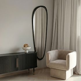 Hanging Mirror in Wooden Frame Sogno 60x165 cm, Irregular Shape, Black