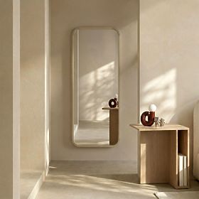 Hanging Mirror in Wooden Frame Spira 60x160 cm, Rectangular, Rounded, Natural