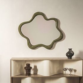 Hanging Mirror Izzi, Irregular, Light Green, Glossy