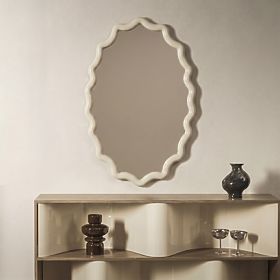 Hanging Mirror Lumi, Milky White, Glossy