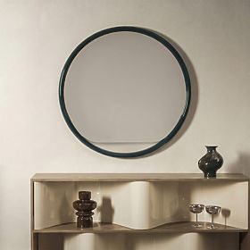 Hanging Round Mirror Zelia, Dark Green, Glossy