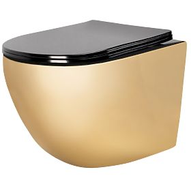 Hanging Toilet Bowl Carlo Mini Rimless Flat Gold Black