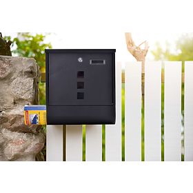 Hans Letter Mailbox with Newspaper Holder Black