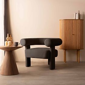 Hella Relaxation Chair Brown, Velvet, Rounded, lectus