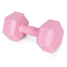 Hexagonal Dumbbells Set 2x2 kg Fitness Weights Pink ModernHome