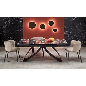HILARIO extendable table, top - black marble, legs - black (3p=1pc), Halmar
