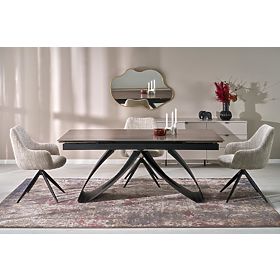 HILARIO extendable table, top - walnut, legs - black (3p=1pc)