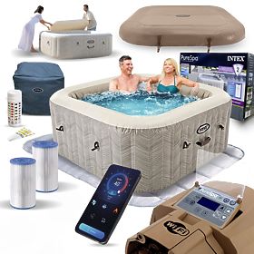 Inflatable Square SPA Pool with Hydromassage for 4 People 175x71 cm Premium Accessories INTEX 2844