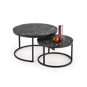 JAVA Set of 2 Benches, Black Marble / Black (1p=1pc), Halmar