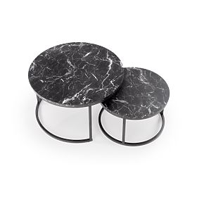 JAVA Set of 2 Benches, Black Marble / Black (1p=1pc), Halmar