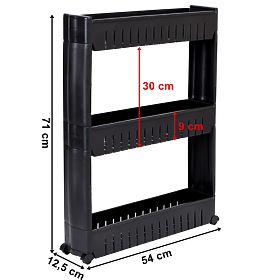 Kitchen and Bathroom Shelf Black 3 Levels Leira