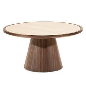 Kyoto Coffee Table 80 cm, Round, Travertine/Walnut, lectus