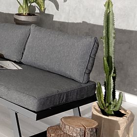Lafoole Lunge Garden Corner Sofa with Table, Spun-Poly, Dark Gray