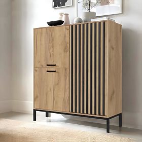 LAMINO KM-2 chest of drawers craft oak/black, legs: black
