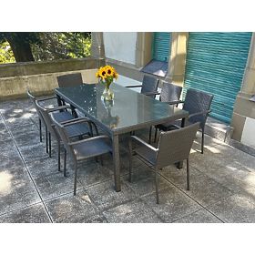Large Dining Set from Technorattan (8 Chairs + Large Table) SOTTILE Gray