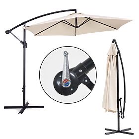 Large Foldable Garden Parasol on Boom 3m Beige 6 Ribs, MultiGarden