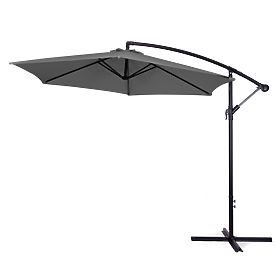 Large Garden Folding Cantilever Parasol 3m Grey 6 Ribs, MultiGarden