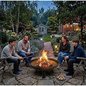 Large Solid Cast Iron Garden Fire Pit 60 cm Perfect for Campfires